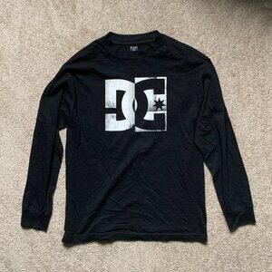 Y2K DC Shoes White Logo Black Long Sleeve Tee